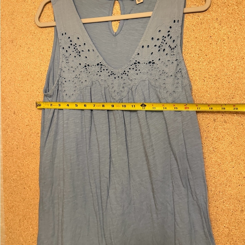 Lucky Brand Light Blue Sleeveless Dress with Eyelet Detail Large L - Picture 3 of 6